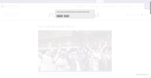 Security scan screenshot of https://www.furman.edu/news/an-unbelievable-story/