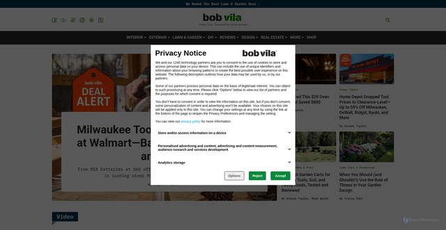 Security scan screenshot of https://bobvila.com