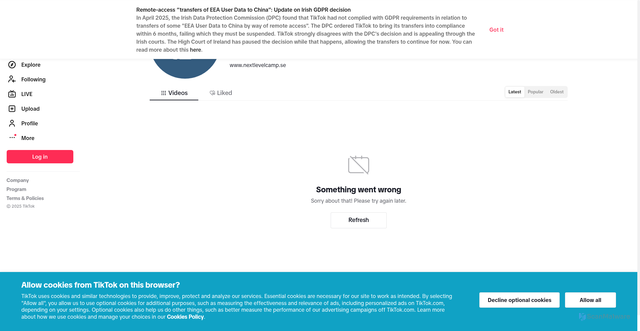 Security scan screenshot of https://www.tiktok.com/@next.level.basket