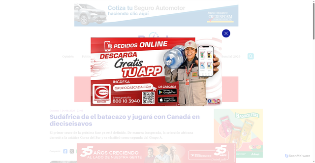 Security scan screenshot of https://brujuladigital.net/deportes/2026/06/24/sudafrica-da-el-batacazo-y-jugara-con-canada-en-dieciseisavos-62601