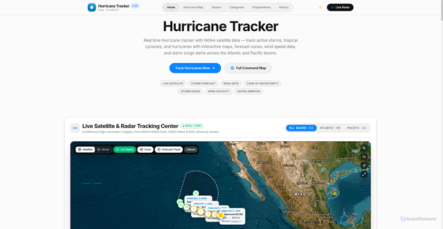 Security scan screenshot of https://hurricanetracker.live/