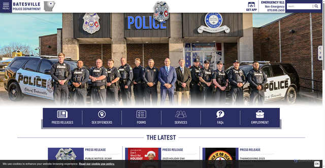 Security scan screenshot of https://www.batesvillepolicear.gov/