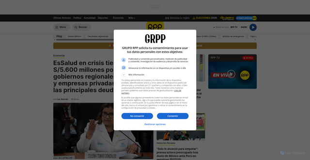 Security scan screenshot of https://rpp.pe