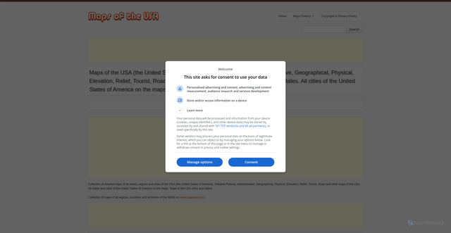 Security scan screenshot of https://maps-of-the-usa.com