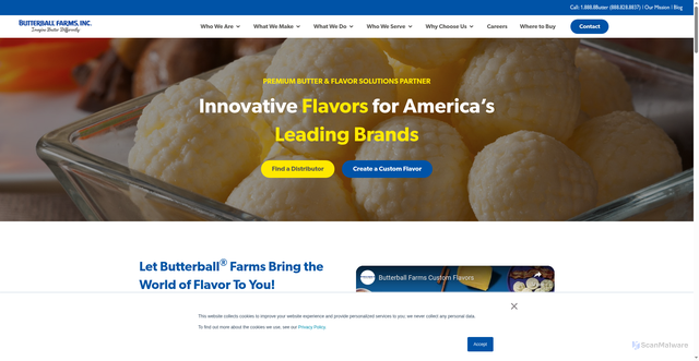 Security scan screenshot of https://butterballfarms.com/