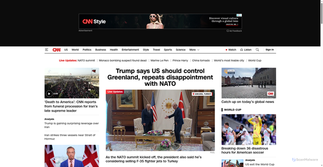 Security scan screenshot of https://edition.cnn.com