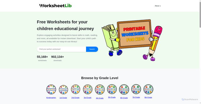 Security scan screenshot of https://worksheetlib.com