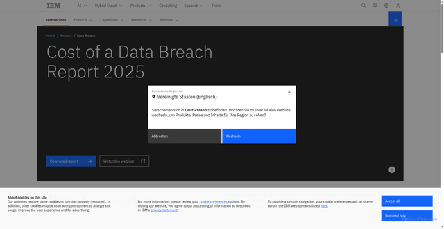 Security scan screenshot of https://www.ibm.com/reports/data-breach