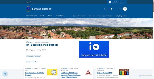 Security scan screenshot of https://www.comune.benna.bi.it