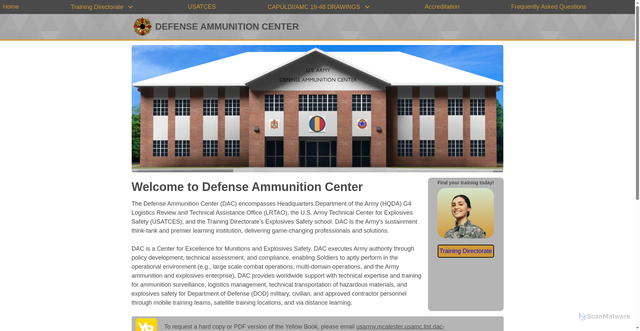Security scan screenshot of https://defenseammunitioncenter.army.mil