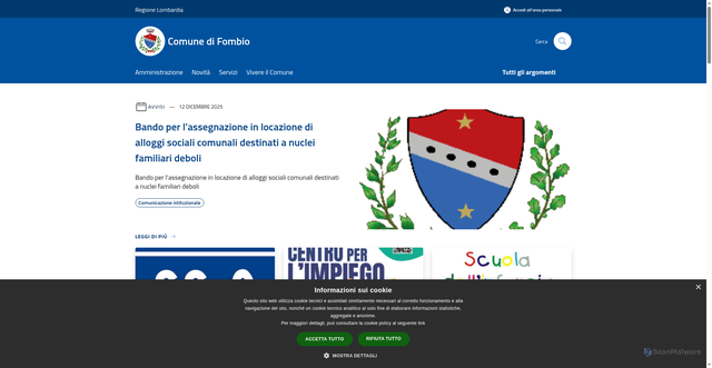 Security scan screenshot of https://www.comune.fombio.lo.it/it
