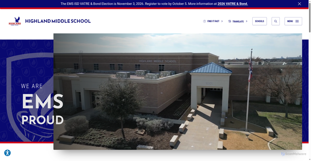 Security scan screenshot of https://hms.emsisd.com/