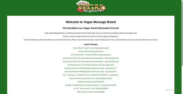 Security scan screenshot of https://www.vegasmessageboard.com