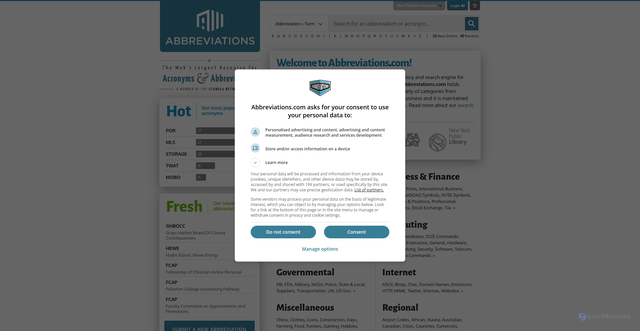 Security scan screenshot of https://abbreviations.com