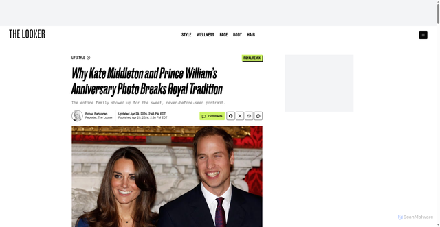 Security scan screenshot of https://thelooker.thedailybeast.com/why-kate-middleton-and-prince-williams-anniversary-photo-breaks-royal-tradition/