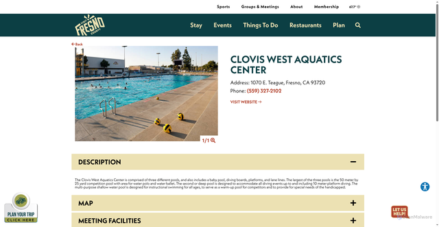 Security scan screenshot of https://www.visitfresnocounty.org/listing/clovis-west-aquatics-center/568/