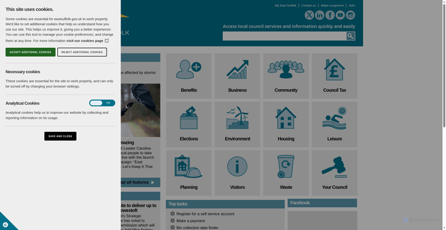 Security scan screenshot of https://www.eastsuffolk.gov.uk/