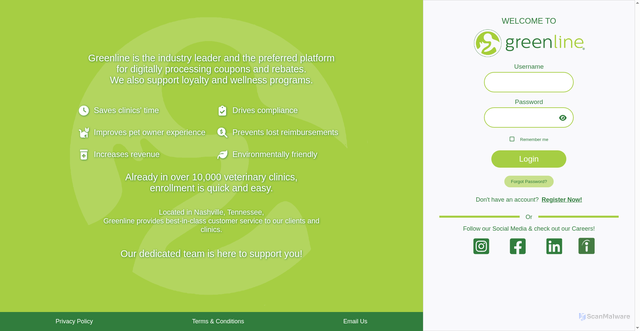 Security scan screenshot of https://www.greenlinepet.com