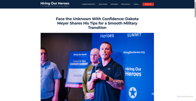 Security scan screenshot of https://www.hiringourheroes.org/stories/dakota-meyer-military-transition-tips/