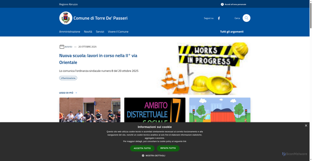 Security scan screenshot of https://www.comune.torredepasseri.pe.it/it
