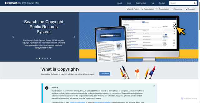 Security scan screenshot of https://copyright.gov/