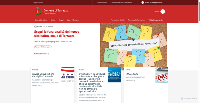 Security scan screenshot of https://www.comune.terrazzo.vr.it