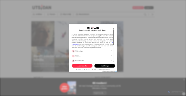Security scan screenshot of https://utsidan.se