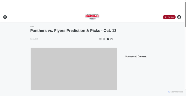 Security scan screenshot of https://1230thegambler.iheart.com/content/2025-10-12-panthers-vs-flyers-prediction-picks-oct-13/