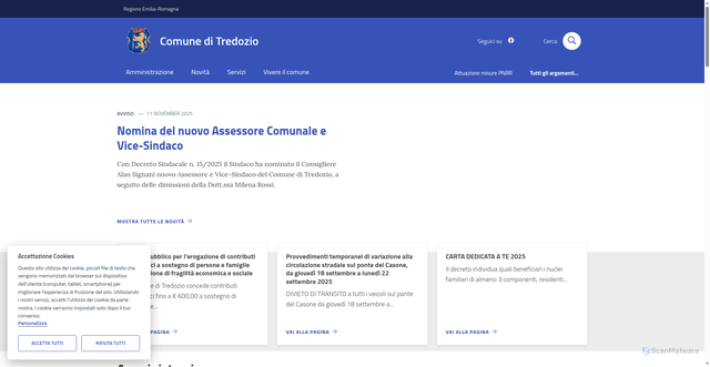 Security scan screenshot of https://www.comune.tredozio.fc.it/
