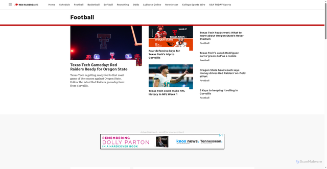 Security scan screenshot of https://redraiderswire.usatoday.com/football/