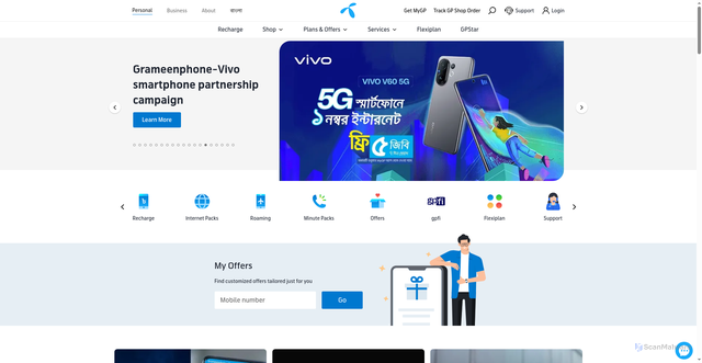 Security scan screenshot of http://grameenphonelk.top/