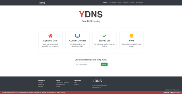 Security scan screenshot of https://ydns.eu