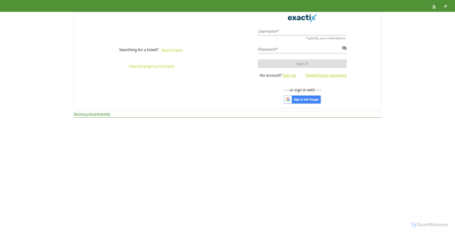 Security scan screenshot of https://exactix.sunshine811.com