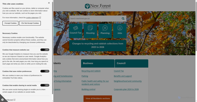 Security scan screenshot of https://www.newforest.gov.uk/
