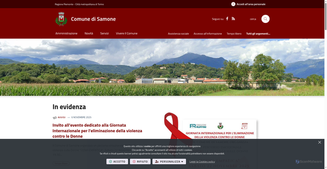Security scan screenshot of https://www.comune.samone.to.it/it-it/home