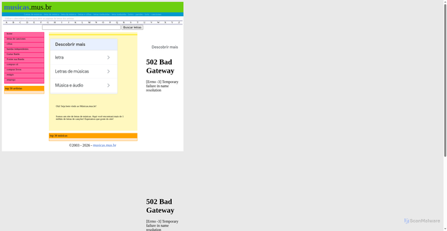 Security scan screenshot of https://musicas.mus.br
