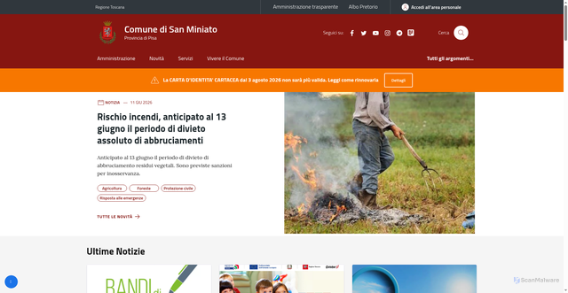 Security scan screenshot of https://www.comune.san-miniato.pi.it
