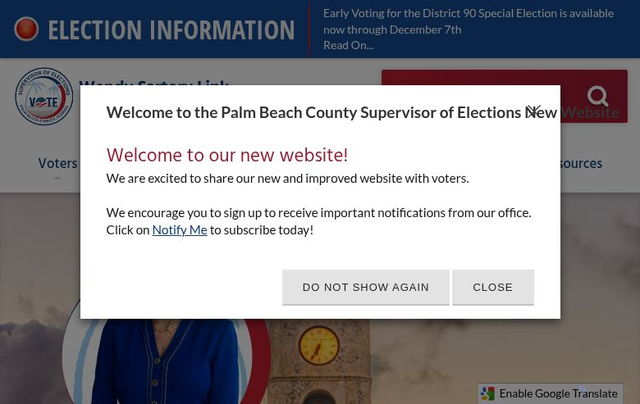 Security scan screenshot of https://www.votepalmbeach.gov/