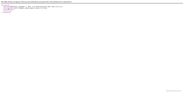 Security scan screenshot of https://wd4ecf775.api.esales.apptus.cloud/