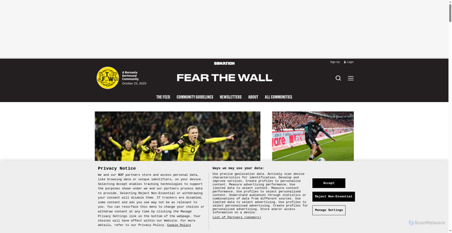 Security scan screenshot of https://www.fearthewall.com/