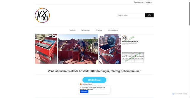 Security scan screenshot of https://ventilations-kontroll.se