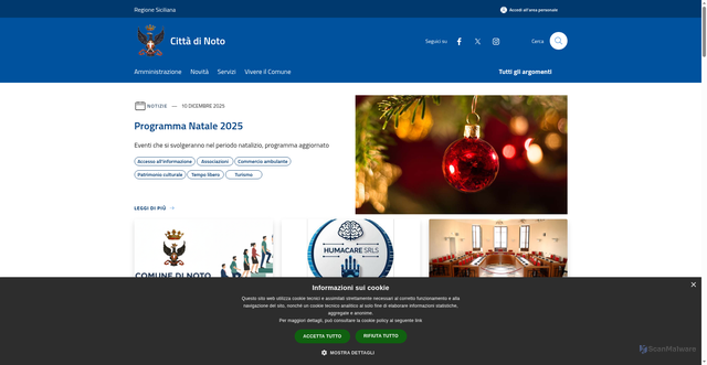 Security scan screenshot of https://www.comune.noto.sr.it/it