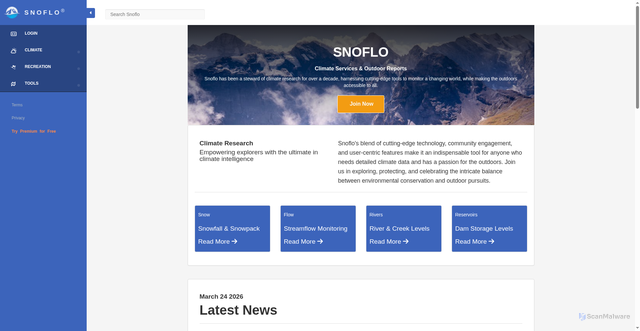 Security scan screenshot of https://snoflo.org