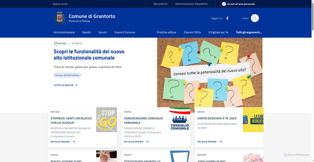 Security scan screenshot of https://www.comune.grantorto.pd.it/