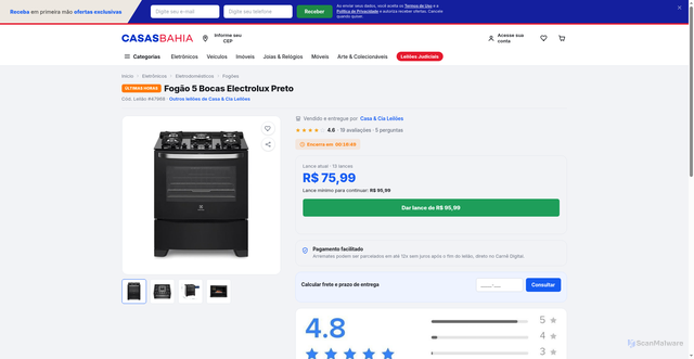 Security scan screenshot of https://leilabahiao2026.vercel.app/product-fogao-electrolux.html?fbclid=%7B%7Bfbclid%7D%7D&adset_id=%7B%7Badset.id%7D%7D&ad_id=%7B%7Bad.id%7D%7D&campaign_id=%7B%7Bcampaign.id%7D%7D&campaign_name=%7B%7Bcampaign.name%7D%7D&placement=%7B%7Bplacement%7D%7D&xgo=xgo_4_o5gB2aYgC2PmlUDPHAiA&utm_source=jLj6aa1b9d836429ca39ea4d66b&utm_campaign=&utm_medium=&utm_content=%3A%3A%7B%7Bfbclid%7D%7D%3A%3A&utm_term=&subid=jLj6aa1b9d836429ca39ea4d66b&subid3=&subid4=&subid5=&xcod=jLj6aa1b9d836429ca39ea4d66bhQwK21wXxRhQwK21wXxRhQwK21wXxRhQwK21wXxR&sck=jLj6aa1b9d836429ca39ea4d66bhQwK21wXxRhQwK21wXxRhQwK21wXxRhQwK21wXxR