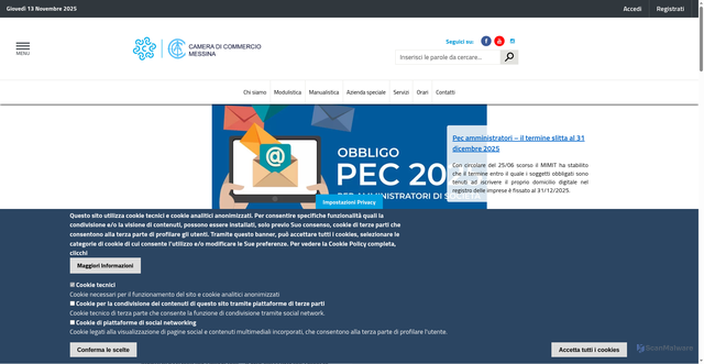 Security scan screenshot of https://www.me.camcom.it/