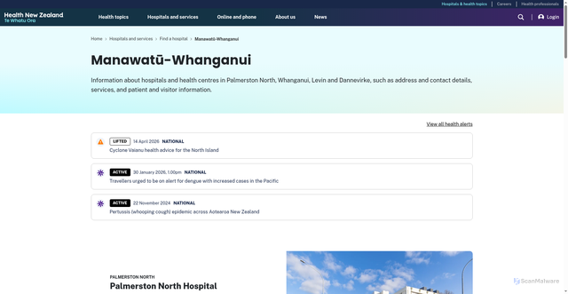 Security scan screenshot of http://www.midcentraldhb.govt.nz/