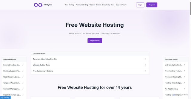 Security scan screenshot of https://infinityfree.com