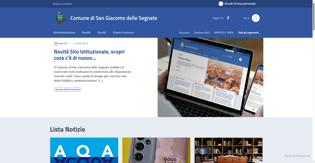 Security scan screenshot of https://www.comune.san-giacomo-delle-segnate.mn.it/
