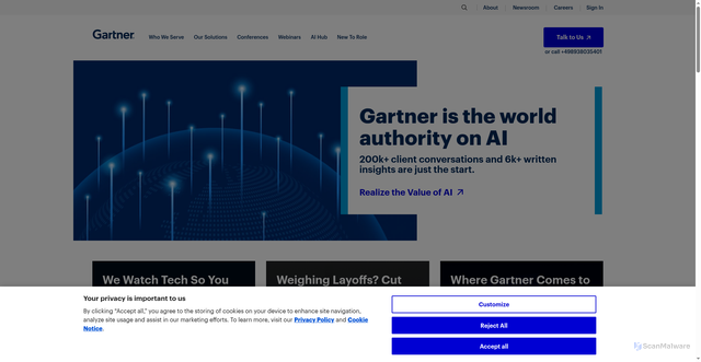 Security scan screenshot of https://www.gartner.com/